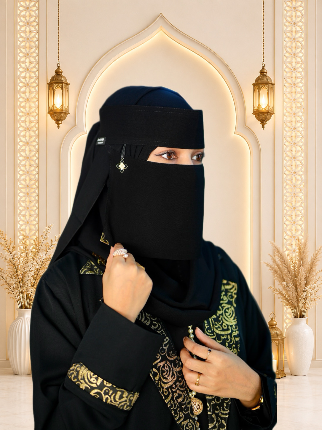 Black Flower Pendent Nikab